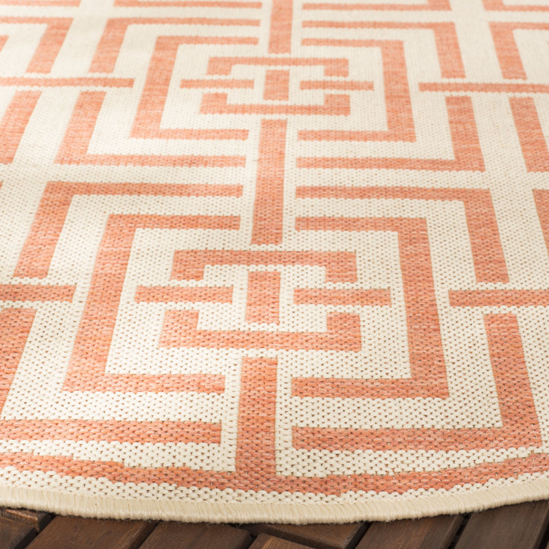 Dubay Looped Indoor/ Outdoor Cream/Rust Rug, Rectangle 79 x 152 cm