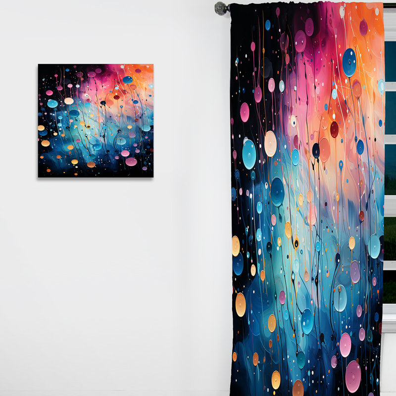 Verasha rose et bleu néon Pop Art II - rideau glam - obscurcissement de la pièce en velours - 1 panneau, L 52 po x L 120 po