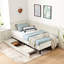 Lit simple ajustable beige avec 2 tiroirs de rangement, rembourré pour la chambre à coucher, conception moderne, confortable, lit en velours convertible en eucalyptus et de construction, structure douce et renforcée