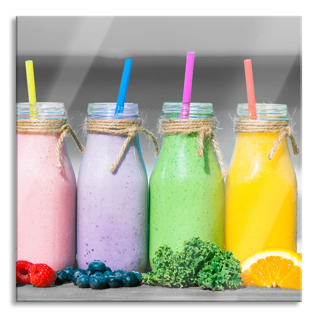 Glasbild Smoothies in verschiedenen Farben