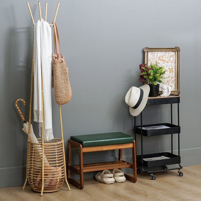 Banc de rangement en similicuir, Vert, H 16,54 po x l 21,65 po x P 14,17 po