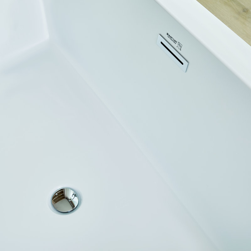 Orion 59'' x 30'' Freestanding Soaking Acrylic Bathtub, White/Polished Chrome
