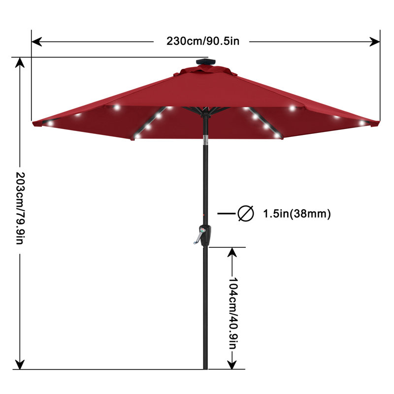 Parasol de marché Cutshall, Bourgogne, 7.5'