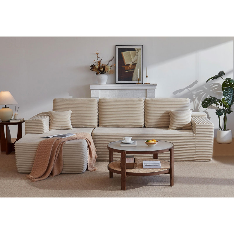 104'' Cloud Sectional Couch With L-Shaped Chaise, Modern Modular Sofa With Deep Seat And Side Pockets, Upholstered For Living Room And Bedroom, No Assembly Required