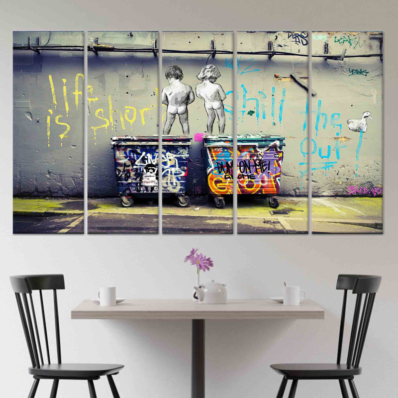 «Banksy Life is Short», impression murale sur toile, toile tendue 5P, 43,3 po H x 98,4 po l