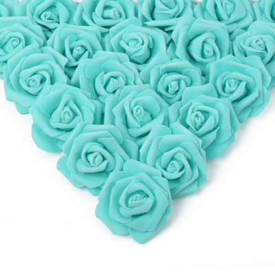 100 têtes de fleurs artificielles roses, 3en vraies roses en mousse d'aspect pour le mariage de bricolage centres de douche de bébé arrangements tables de fête décorations pour la maison décorations de la Saint-Valentin