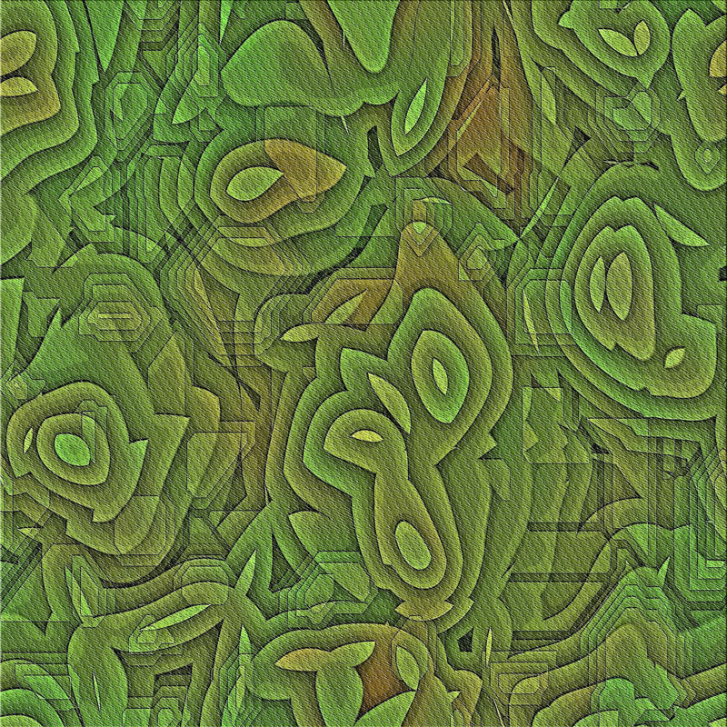 Tapis vert/brun à motifs Clarina, Carré 3 pi