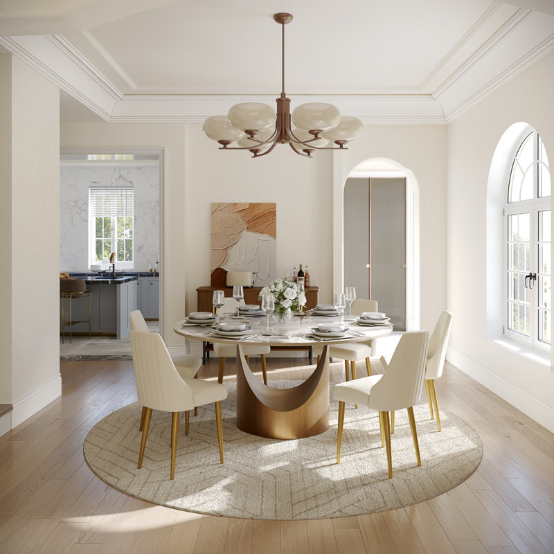 Table de salle à manger moderne en pierre frittée moderne avec base piédestal, pré-assemblé, 29.53"H x 59"L x 59"W, Pandora