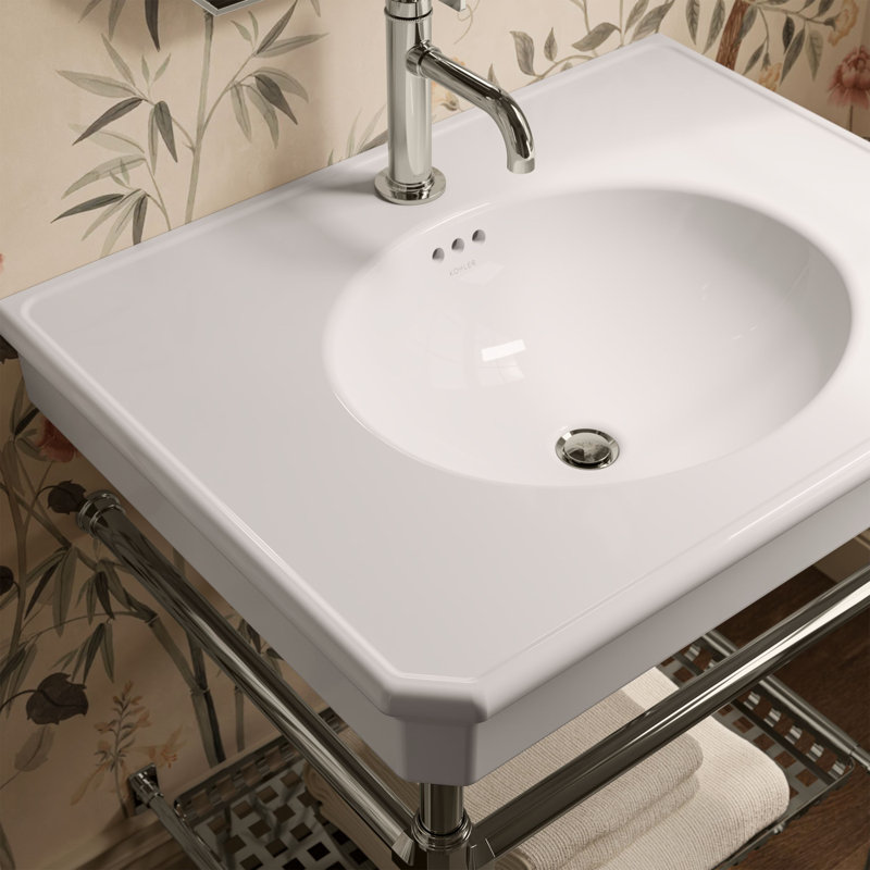 Lavabo de salle de bain console rectangulaire de 30 po Claude by Studio McGee, Blanc / nickel poli éclatant