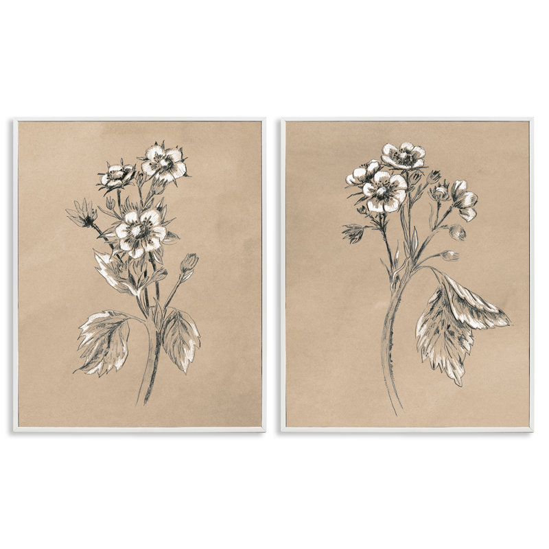 Ensemble de 2 giclées d'art rétro sur croquis botaniques par June Erica Vess, H 14 po x l 11 po