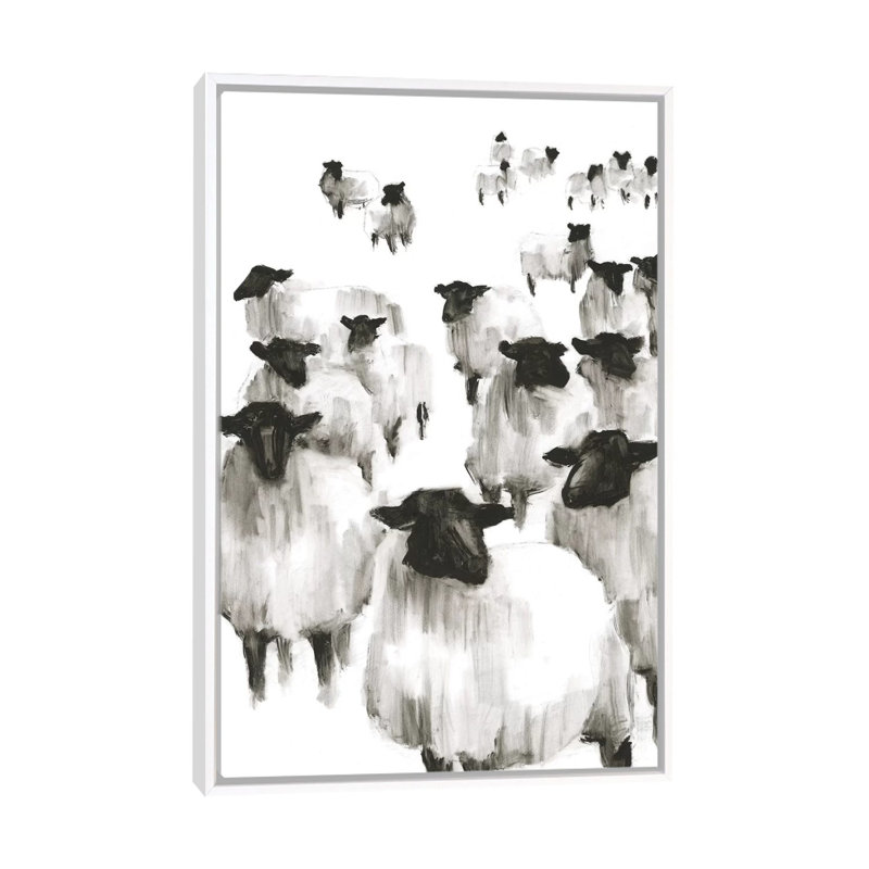 «Counting Sheep I» par Ethan Harper - reproduction d'art, H 40 po x l 26 po x P 1,5 po, Toile blanche encadrée, Pas de tapis