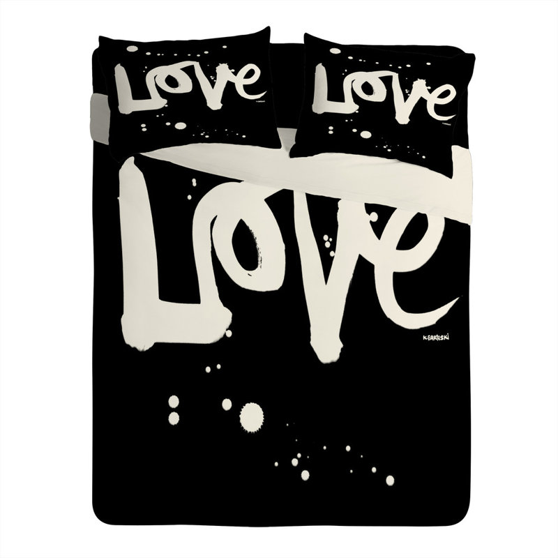 Taie d’oreiller noir love Kal Barteski, Standard
