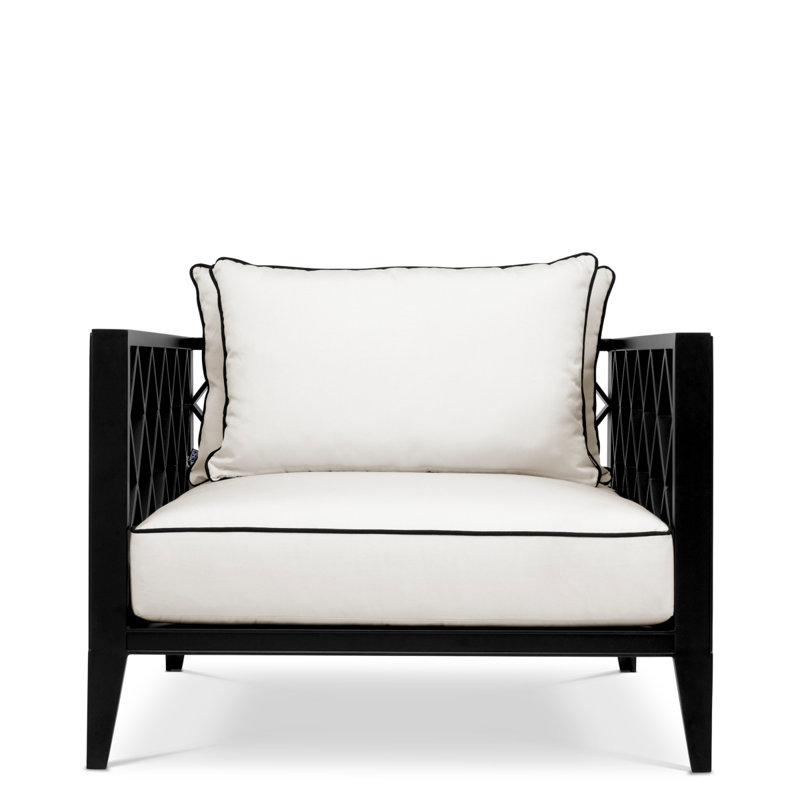Ocean Club Outdoor Lounge Chair, Matte Black Frame/White Cushion