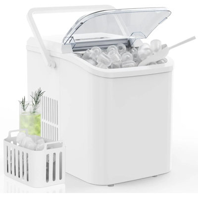 Countertop Ice Maker With Handle  26lbs/24h Portable Ice Machine, 9 Bullet Ice Cubes Ready In 6 Mins, Self-cleaning, Quiet Compact Ice Maker For Home on Fridge.com
