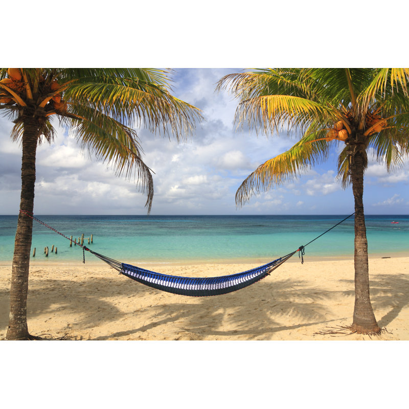 Caribbean Hammock and Palms 1 Piece Wrapped Canvas Wall Art, 61cm H x 91cm W x 3.8cm D