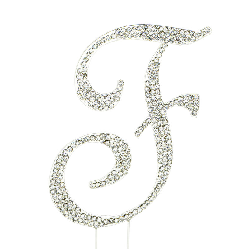 Surmatelas à gâteau "f" rhinestone, Argent