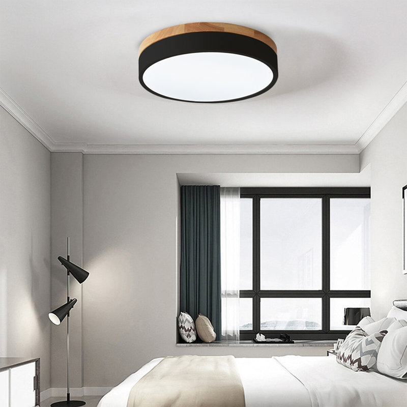 Circle Modern Led Flush Mount Ceiling Light, 6500 Kelvins, Matte Black