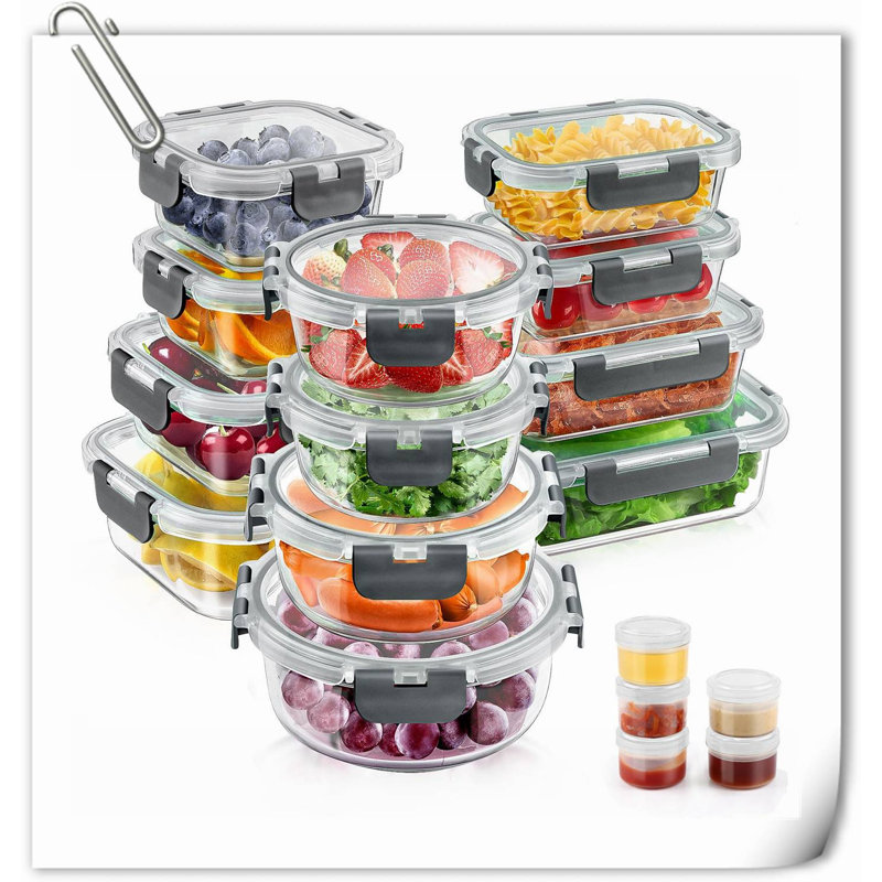 Diemut Glass Food Storage Container, Gray