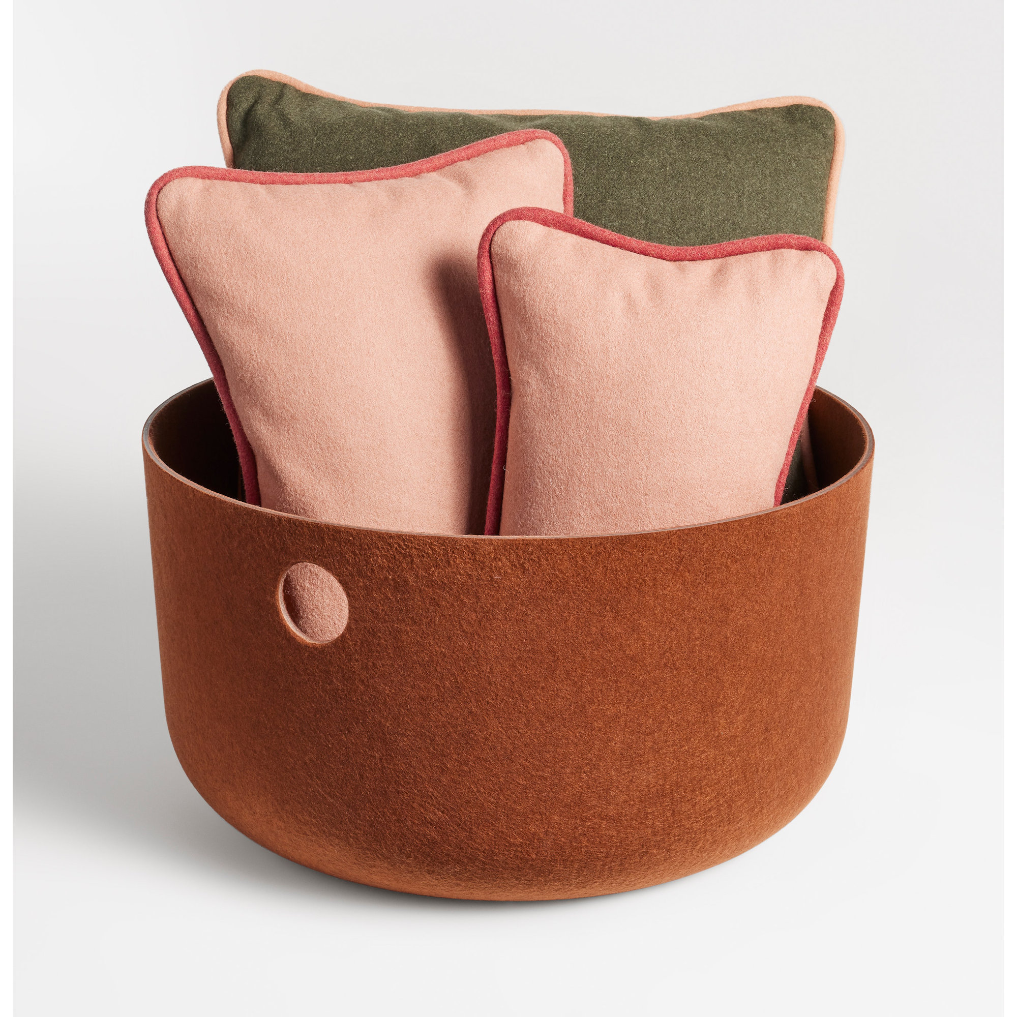 Olly Polyester Basket With Handles, Copper, 21" x 11"
