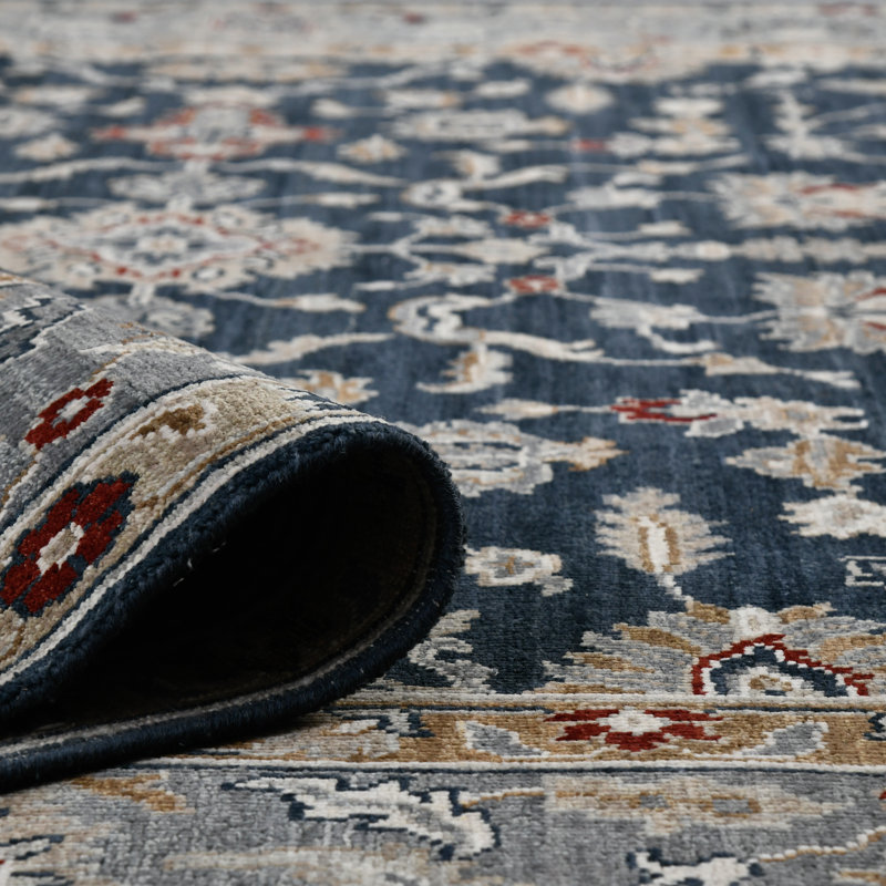 Bristol Oriental Handmade Hand-Knotted Area Rug in Blue/Gray, Rectangle 12' x 15'