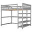 Lit mezzanine double avec tablettes de rangement et bureau sous le lit-1735618703