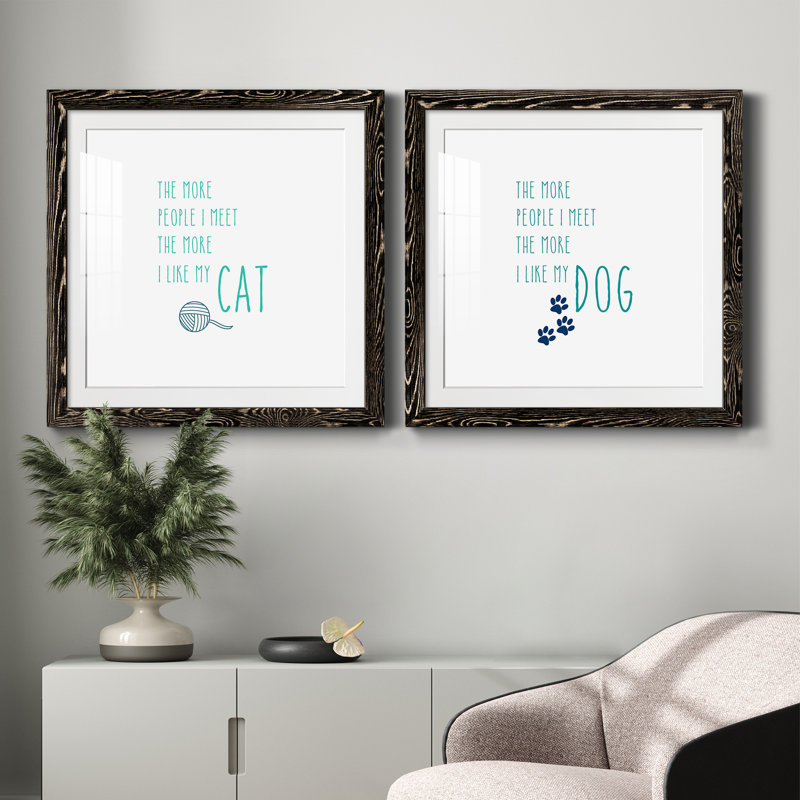 The More I Like My Cat - Ensemble de 2 cadres photo, H 27,5 po x l 55 po x P 1,5 po, Cadre noir