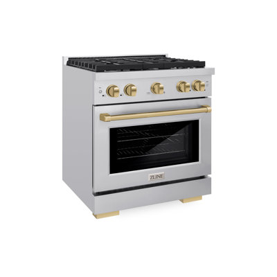 ZLINE 30 in. 4 Burner Gas Range with Convection Gas Oven in Stainless Steel and  Accents -  SGRZ-30-CB