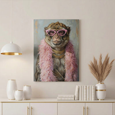 «Gallery Wrap», art mural sur toile pour le salon, la chambre à coucher, le bureau ou le vestibule - décoration murale décorative avec motif de singe