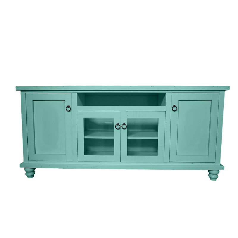 Touber Unfinished Entertainment Center, Aqua Fiesta,  37" H x 70" W x 17" D