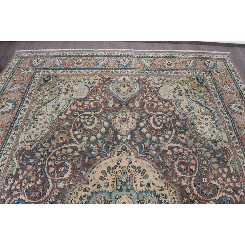 Tapis surdimensionné en laine beige 96,5 x 136,6 pouces