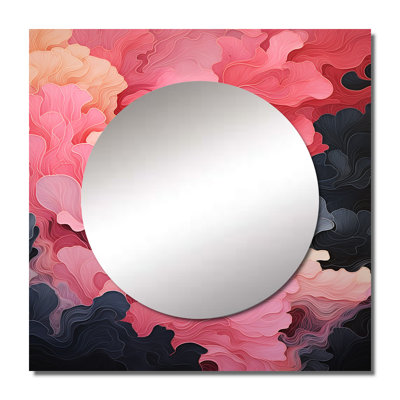 Couto - Minimalism Pink Poteries Abstract Spirals Large Square Mirror For Wall Art Decor