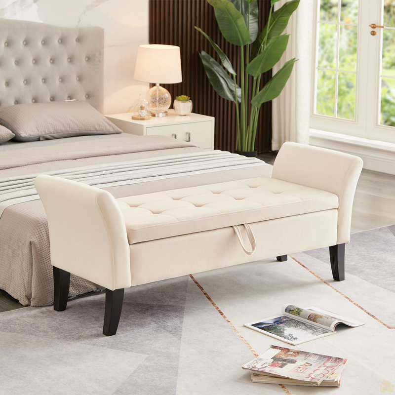 51.5" Bed Bench With Storage Velvet