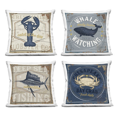 Ensemble de coussins décoratifs imprimés Chesapeake Bay, 4 pièces, par Jennifer Pugh