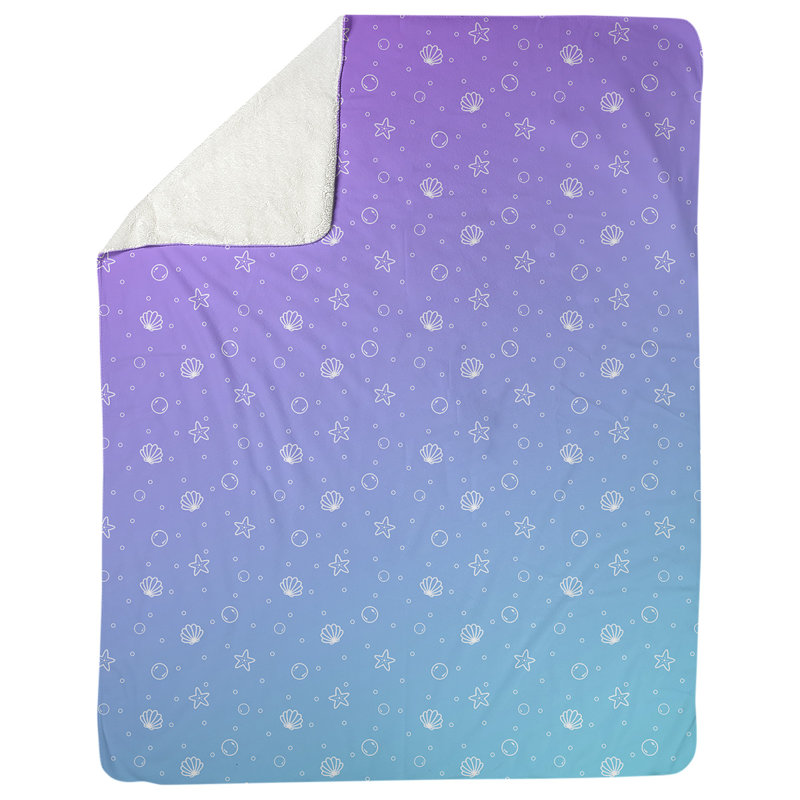 Couverture Katelyn Elizabeth Seashell, l 32,5 po x L 42,5 po, Bleu / Rose