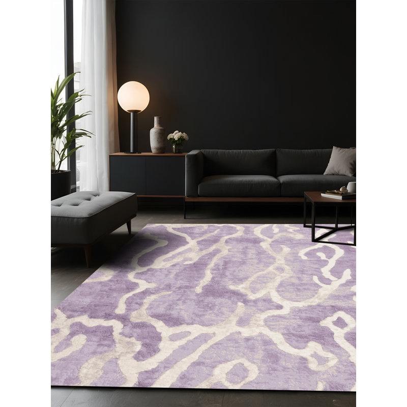 Tapis beige soyeux et moelleux, Carré 3 pi