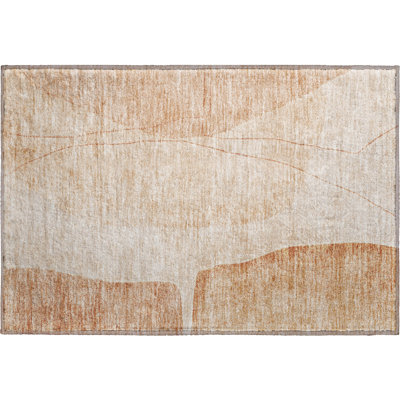 Premium Machine Washable Prisco Terracotta Rug