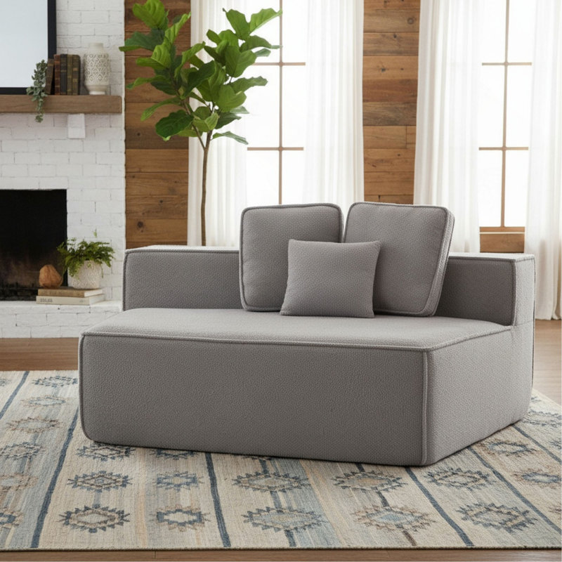 Canapé simple moderne en tissu Teddy, Gris