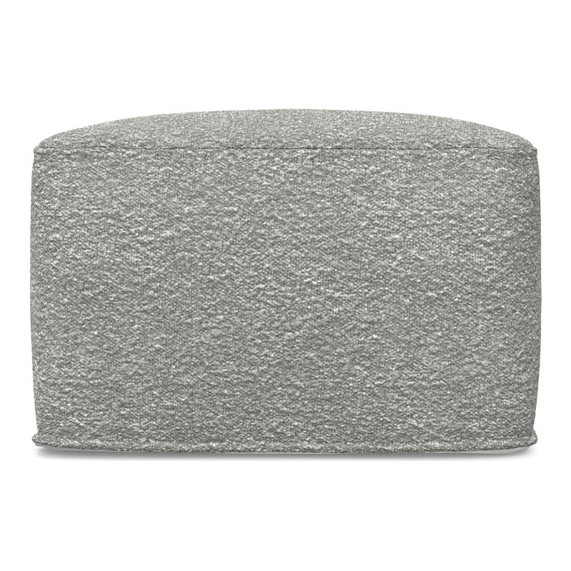 Hisaki 24"W Upholstered Boucle Square Pouf, Gray