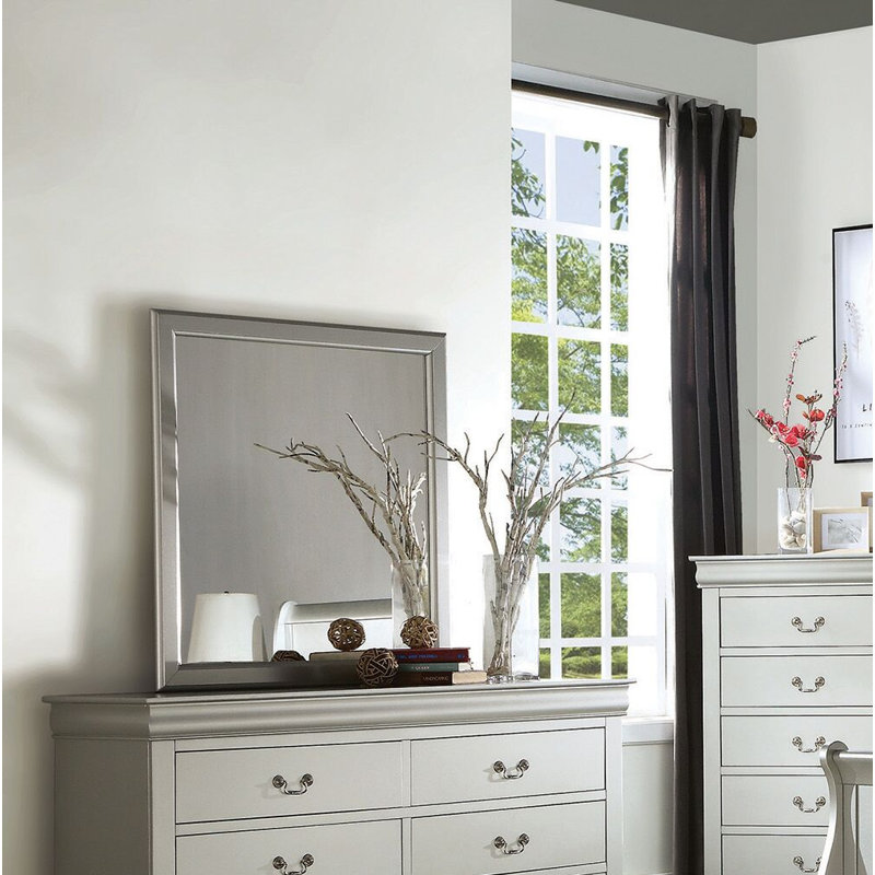 Elim Wood Wall Mirror, Platinum