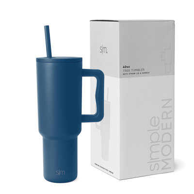 Grande tasse isotherme 40 oz avec poignée et couvercle en paille