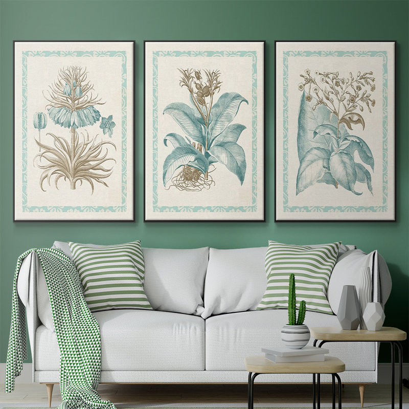 Willow Blue Besler I, ensemble de 3 toiles encadrées, Noir, H 40 po x l 78 po