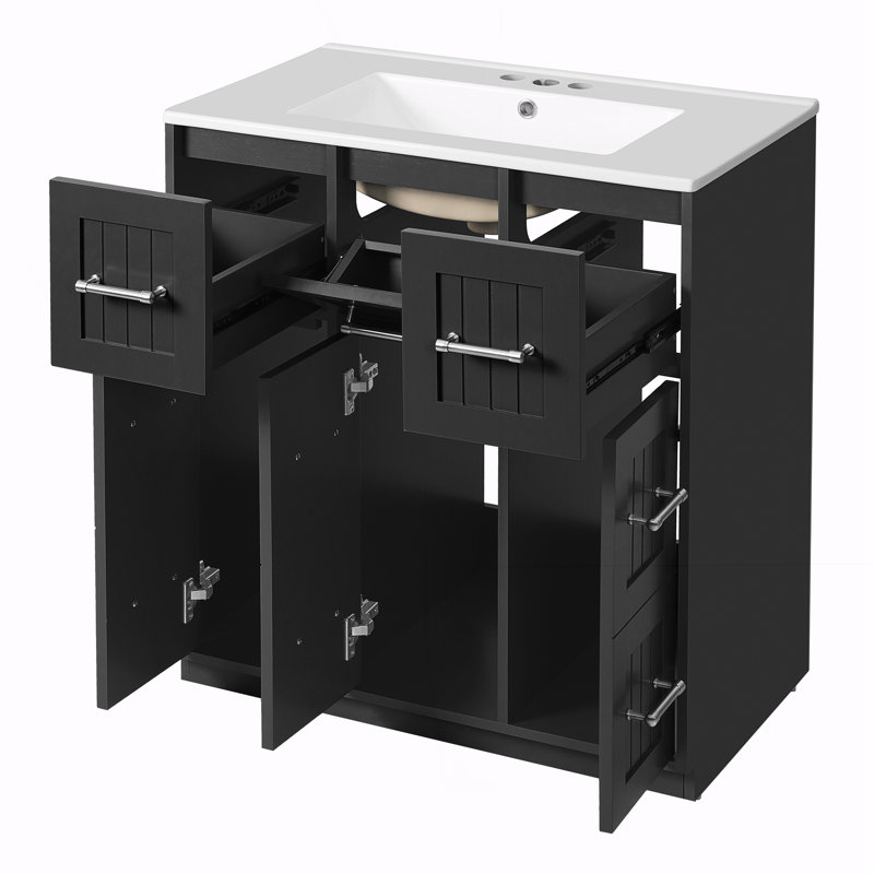 Bathroom Vanity With Undermount Sink And Drawers, Black