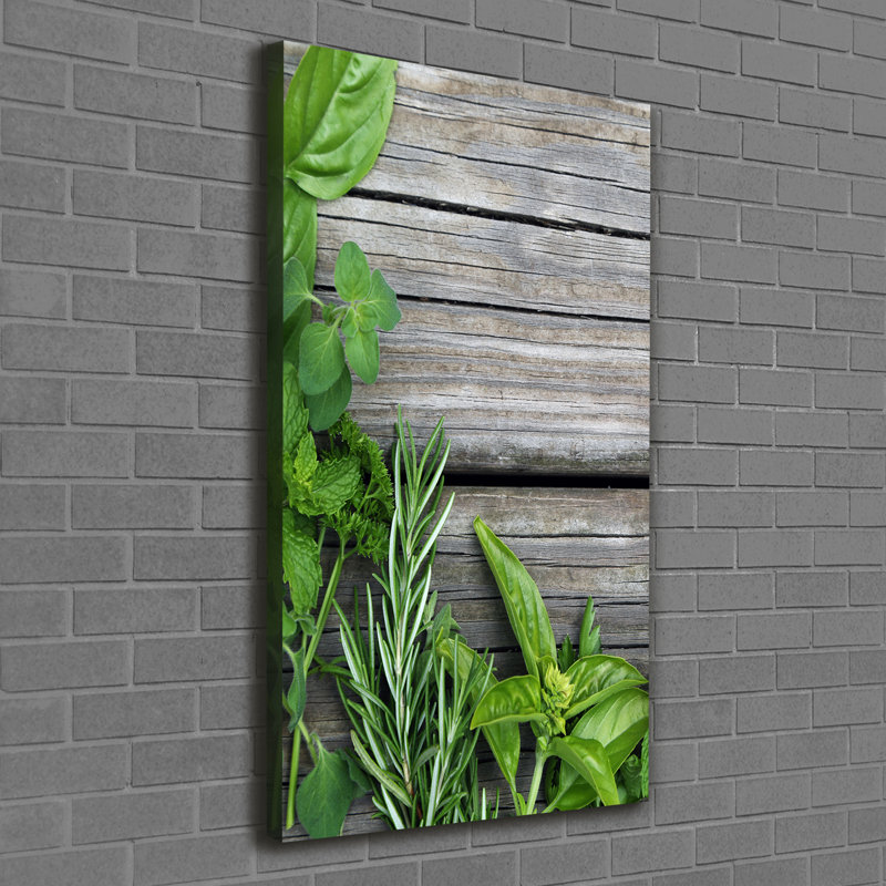 Herbs On Wood - Wrapped Canvas Print