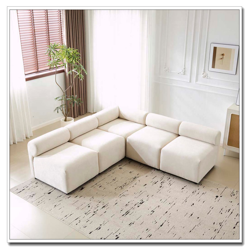 Canapé modulaire modulaire en chenille, 4, Beige1 + 5 pièces