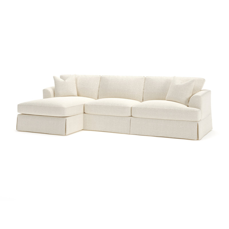 Lucia Chaise Sectional, Left Hand Facing, Davis Pearl Bouclé Performance
