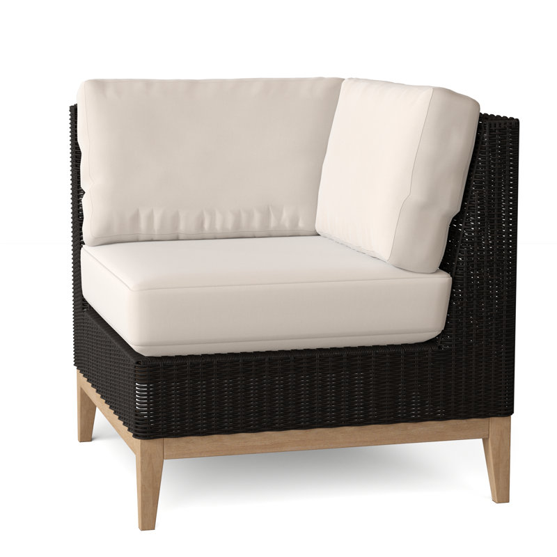 Frances Outdoor Corner Wedge Lounge Chair, Canvas Rain, Frances Black