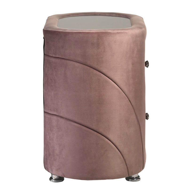 Table de chevet pour chambre à coucher de couleur rose avec un design sophistiqué et une fonction de rangement