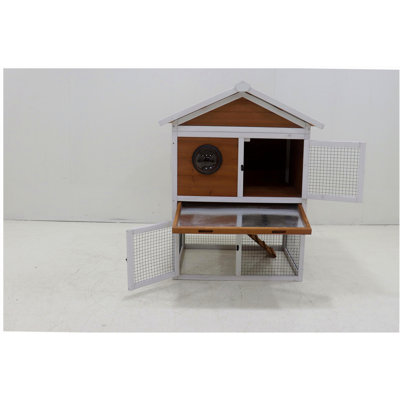 Rabbit Hutch Outdoor, Bunny Cage with Waterproof Roof, Removable Pull Out Tray,  2-tier Wooden Rabbit House for Small Animals, Rabbit Enclosure Suits for Guinea Pigs, Hamster,.Viewing Window Design