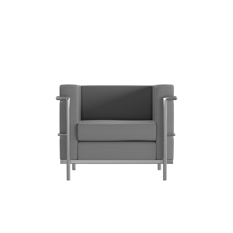 Fauteuil en similicuir avec barre double, Gris