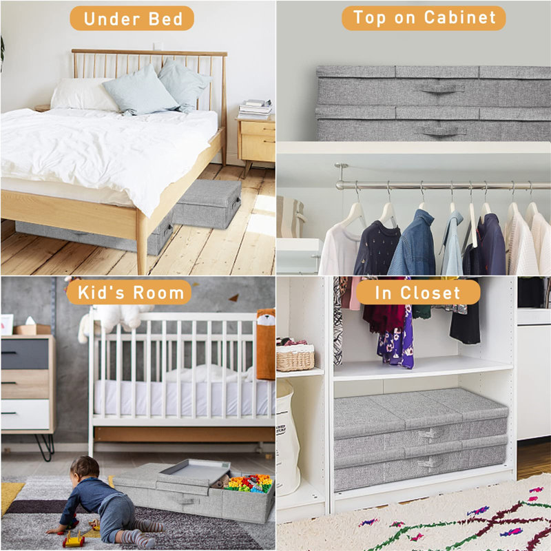 Ebern Designs Fabric Underbed Storage, Grey